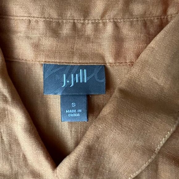 J. Jill Orange Linen Button Front Shirt Women Size Small - Picture 8 of 10